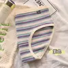 Pantaletas de algodón a rayas para mujer, entrepierna de algodón antibacteriano 7A, cómodas y transpirables, calzones de tiro medio para damas y niñas
