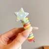 Goma de Pelo Elástica de Alambre de Teléfono sin Costuras con Forma de Estrella de Colores para Coleta Alta, Cuerda para el Cabello Antideslizante, Banda Elástica para el Cabello para Mujeres, Alta Elasticidad y Goma de Pelo Duradera