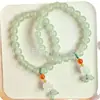 Pulsera de Jade Aventurina Natural, Pulsera de Jade Flor Trompeta de Aventurina Color Agua Clara, Joyería al por Mayor de Pulsera de Cuentas Redondas para Hombres y Mujeres