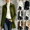 Nuevo Abrigo de Lana Elegante de Longitud Media con Solapa y Botones, Chaqueta de Lana de Corte Ajustado, Novedad Otoño e Invierno 2026 Transfronteriza