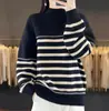 Suéter de punto retro casual a rayas para mujer, nuevo suéter holgado de otoño e invierno, moda transfronteriza para mujer