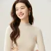 Modelo 2026, suéter 100% cachemira pura para mujer, con cuello medio alto, tejido de canalé, corte ajustado y diseñado para ser favorecedor y estilizar la figura, perfecto para otoño e invierno
