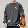 Sudadera para hombre 2025 otoño estilo americano holgada manga larga cuello redondo forrada de polar engrosada ropa deportiva pullover moderna resistente versátil