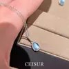 Colar Pingente Gota d'Água Água-Marinha Feminino 2025 Novo Acessório Exquisito de Luxo Leve de Nicho