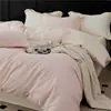 Conjunto de Flanela Espessa de Algodão de Fibra Longa para Outono e Inverno, Conjunto de Quatro Peças, Capa de Edredom 100% Algodão, Lençol de Cama, Cor Sólida, Simples, Estilo MUJI