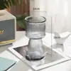 Jarrón de cristal en forma de cono, estilo ins nórdico, jarrón transparente grande y simple para bambú hidropónico, decoración de arreglo floral de escritorio y sala de estar