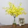 Qi Hao Arte Floral Orquídea Danzante Artificial Flor Amarilla Falsa Oncidium Decoración del Hogar Jarrón Flor [Promoción] Accesorios de Fotografía
