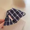 Pinza para el pelo triangular de mezclilla azul con lunares y cuadros, azul marino, versátil, coreana, para la parte trasera de la cabeza, elegante pinza de tiburón