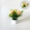 Artículo popular transfronterizo: 3 plantas en maceta de rosas artificiales, regalo de San Valentín, bonsái de flores artificiales, decoración de boda, maceta para arreglo de confesión
