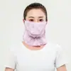 Mascarilla de Seda de Hielo Fina de Verano para Mujer, Protección UV, Protección Solar, Máscara Facial de 2 Piezas para Ciclismo, Máscara de Velo, Cubierta Abierta