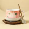 Taza de Café con Flor de Rosa Blanca Hecha en Fábrica, Taza de Cerámica para Beber, Taza Exquisita de Gama Alta para Latte Art, Taza para el Té de la Tarde