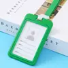 Kunzhen juego de tarjetero para permiso de trabajo transparente de doble cara, tarjetero para certificado, insignia, tarjeta escolar, tarjetero para tarjeta de autobús, cordón para estudiante y empleado