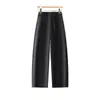 Calça Casual Scimitar Azul Marinho para Mulheres 2026 Primavera e Outono Tendência Nova Cintura Alta Solta Versátil Perna Larga Calça de Trabalho