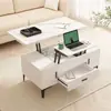 Mesa de Café y Mesa de Comedor Multifuncional de Altura Ajustable, Estilo Crema, para Uso en el Hogar, Adecuada para Apartamentos Pequeños, Mesa de Café Plegable