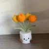 Tulipán Gordo Colorido Tejido a Mano en Maceta de Lana Regalo de Navidad Decoración del Hogar Adornos de Escritorio