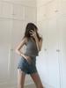 Top Corto Interior Básico sin Mangas para Mujer Primavera y Verano Negro Ropa Transfronteriza Ajustado con Ombligo Descubierto