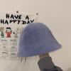 Demasiado suave ~ Japonês retro Coringa face-coberto de pele de coelho bucket hat para crianças coreano outono e inverno quente pescador bacia chapéu