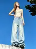 Jeans Feminino Tendência Carpa 2026 Outono Novo Design Moda Workwear Cintura Alta Solto Reto Longo