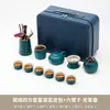 Juego de Té Kung Fu de Viaje Estilo Japonés Juego Pequeño para Uso en Casa Tetera Pequeña Taza de Té de Cerámica Bandeja de Té para Exteriores Bolsa Portátil