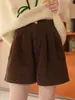 Plus Size Primavera/Outono 2026 Shorts de Veludo de Cintura Alta Emagrecedores Perna Larga Feminino Casual Linha A Perna Reta Petite Bootcut