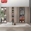 Armario moderno minimalista para el hogar de aleación de aluminio con acabado para dormitorio, gran capacidad, puerta de vidrio con luz, vestidor metálico