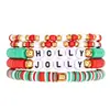 Europa y Estados Unidos Navidad transfronteriza arcilla blanda moda blanco rojo verde amistad apilable cuentas de arroz cuentas de arroz traje pulsera joyería