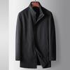 Casaco Trench Coat Masculino Estilo Primavera e Outono 2026, Jaqueta Business Jovem de Luxo, Casaco Trench Casual de Comprimento Médio com Gola Alta, Não Amassa, Atacado