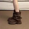 Botines de Plataforma para Niños Verano 2026 Nuevo Otoño Estilo Británico Botas Martin Marrón Maillard Botas Apiladas Botas de Pantalón