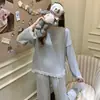 Novo pijama feminino, plus size, modelagem solta, com estampas em relevo, manga longa quentinho, design de desenho animado doce e fofo, conjunto de loungewear