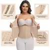 Peça Moldadora Cruzada de Tecido de Malha com Controle de Barriga e Modelagem da Cintura com Fecho de Colchete de Três Fileiras, Colete Modelador com Sutiã e Cinta Modeladora para Modelagem Médica