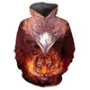 Sudadera con Capucha Estampado 3D de Animales de Moda Águila Tigre Lobo Personalizada Estampado Completo Sudadera con Capucha Directo del Fabricante