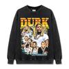 Camiseta de manga corta lavada con estampado de Lil Durk, estilo americano transfronterizo, cuello redondo y manga larga con capucha para hombre