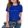 Blusa Top Tendência de Verão Marca Estilo Coreano Soltinha Manga Curta Gola Redonda para Crianças Maiores, Camiseta Fashion de Manga Curta 100% Algodão para Meninas, Combinação Pai e Filho