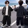 Jaqueta de Couro para Meninos Outono e Inverno Slim Fit Estilo Coreano Moda Infantil Bebê Pique Jaqueta de Couro com Forro de Lã Casual Versátil