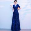 Traje de Coro con Lentejuelas Nuevo Estilo Canto Rojo Interpretación de Canción Traje de Director Interpretación de Anfitrión Vestido de Noche Falda Larga