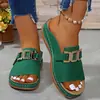 Chinelos Femininos 2026 Novo Modelo Transfronteiriço Tamanho Grande Casuais Moda Salto Plataforma Sola Grossa com Fivela e Design Aberto