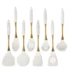 Conjunto de 8 Peças de Utensílios de Cozinha em Aço Inoxidável 304 com Cabo Oco Banhado a Ouro e Silicone, Cabo com Manga de Borracha Banhada a Titânio, Isolamento Térmico e Prevenção de Queimaduras