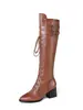 Botas Largas para Mujer, Botas de Mujer para Otoño e Invierno, Botas Martin de Cordones Estilo Británico con Tacón Grueso, Botas de Tacón Alto para Mujer, Botas de Montar, Comercio Exterior Transfronterizo