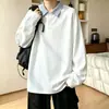 Camisa polo masculina de manga comprida com gola xadrez, coleção de outono, peso pesado, corte solto, estilo preppy, peça interna da moda estilo americano