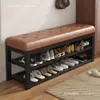 Banco para trocar de sapatos para a entrada, sapateira simples de armazenamento multicamadas, arte em ferro com estofamento macio, banco de sapatos multifuncional, metal, outros materiais