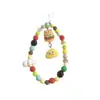 Lindo Oso Hamburguesa de Dibujos Animados Cadena de Lanyard para Teléfono Móvil Joyería Pulsera Corta Cadena Colgante para Auriculares para Mujeres