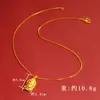Colar Estilo Étnico Dourado Areia Vietnamita Cabeça de Buda Versátil Antigo Ouro de Imitação Buda Maitreya Corrente de Contas Redondas Pingente de Liga de Cobre