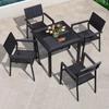 Mesas y Sillas de Madera Plástica para Exterior, Madera Anticorrosiva, Impermeable y Protector Solar, Restaurante Cafetería, Tienda de Té con Leche, Mesa y Sillas de Comedor para Exterior, Ventas Directas de Fábrica