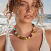 Collar de Bolas de Resina Transparente Arcoíris Estilo Nuevo Europeo y Americano Transfronterizo, Accesorio de Cuello Versátil de Moda para Mujer
