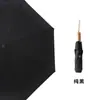 Paraguas plegable de madera con mango soleado, sombrilla de tres pliegues, color sólido, pegamento negro, anti-UV, personalizado.