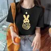 Camiseta de Manga Corta Versátil para Mujer Estilo Coreano y Japonés de Verano con Estampado Único de Dibujos Animados Lindos Diseño de Moda