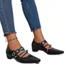 Nuevos zapatos planos de tacón grueso y punta cuadrada para mujer, colección primavera/otoño 2026, tacón medio, zapatos planos de estilo coreano para otoño
