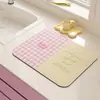 Tapete escurridor de encimera de cocina a cuadros, tapete absorbente antideslizante de secado rápido de tierra de diatomeas para baño, platos y vajilla
