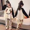 Pijama Infantil del Sudeste Asiático para Niñas, Ropa de Casa de Manga Larga tipo Algodón para Primavera y Otoño, Conjunto de Ropa tipo Aire Acondicionado Estilo Princesa para Niños Mayores