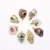 Colgante de piedra de cristal dorado extragrande de 20-40 mm para cruzar la frontera, collar irregular de piedra de cristal multicolor, accesorios de joyería
